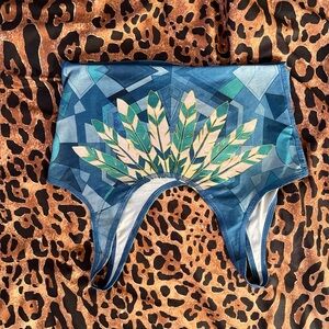 teeki Blue Feather-Print Kids Swim Bottoms